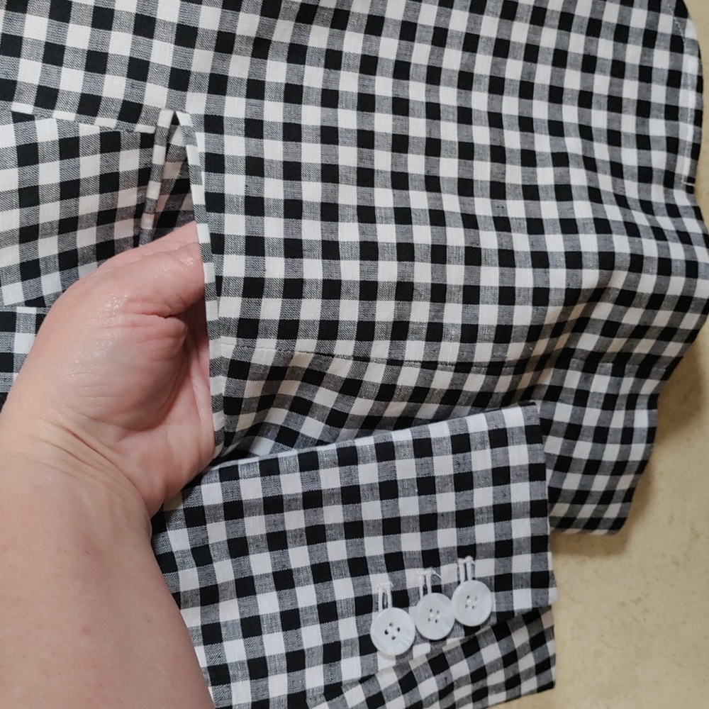 Talbots Classic Black and White Gingham Blazer - Picture 6 of 12